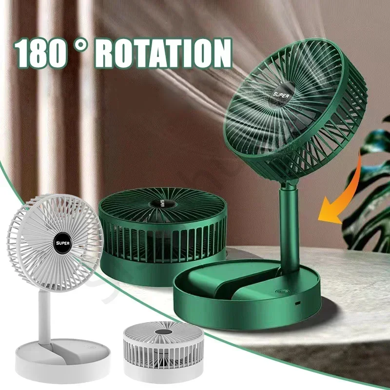 Home Folding Fan Cooling Handy Desk Low Noise Adjustable Hight USB Charging High Duration Standby Desktop Mini Electric