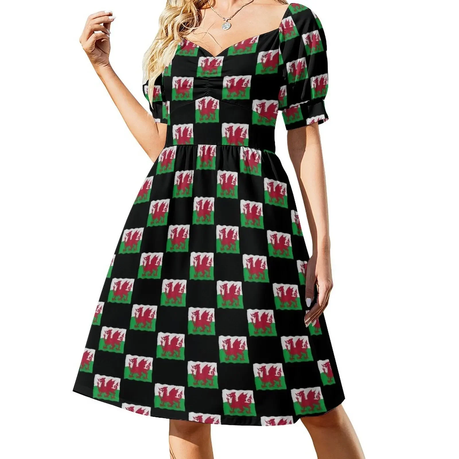 

Welsh flag Short-Sleeved Dress Women's clothing elegant party dress for women 2025 cute dress
