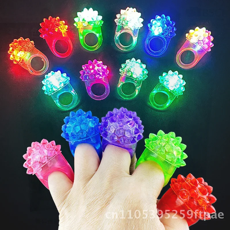 TPR Soft Glue Strawberry Ring LED Luminous Party Cheer Fluorescent Finger Light Semi-Manual Mechanical Plastic Accessory