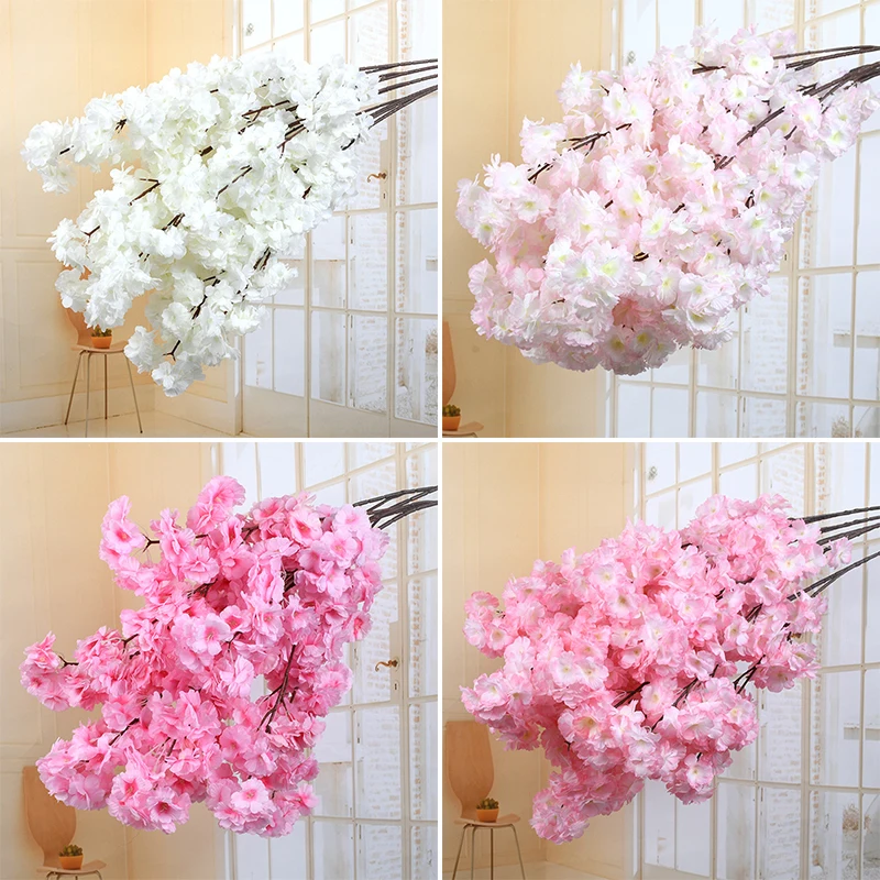 Artificial Cherry Blossom Silk Flower Cherry Blossom Branch Wedding Arch Decoration Hotel Activity Living Room Home Decoration