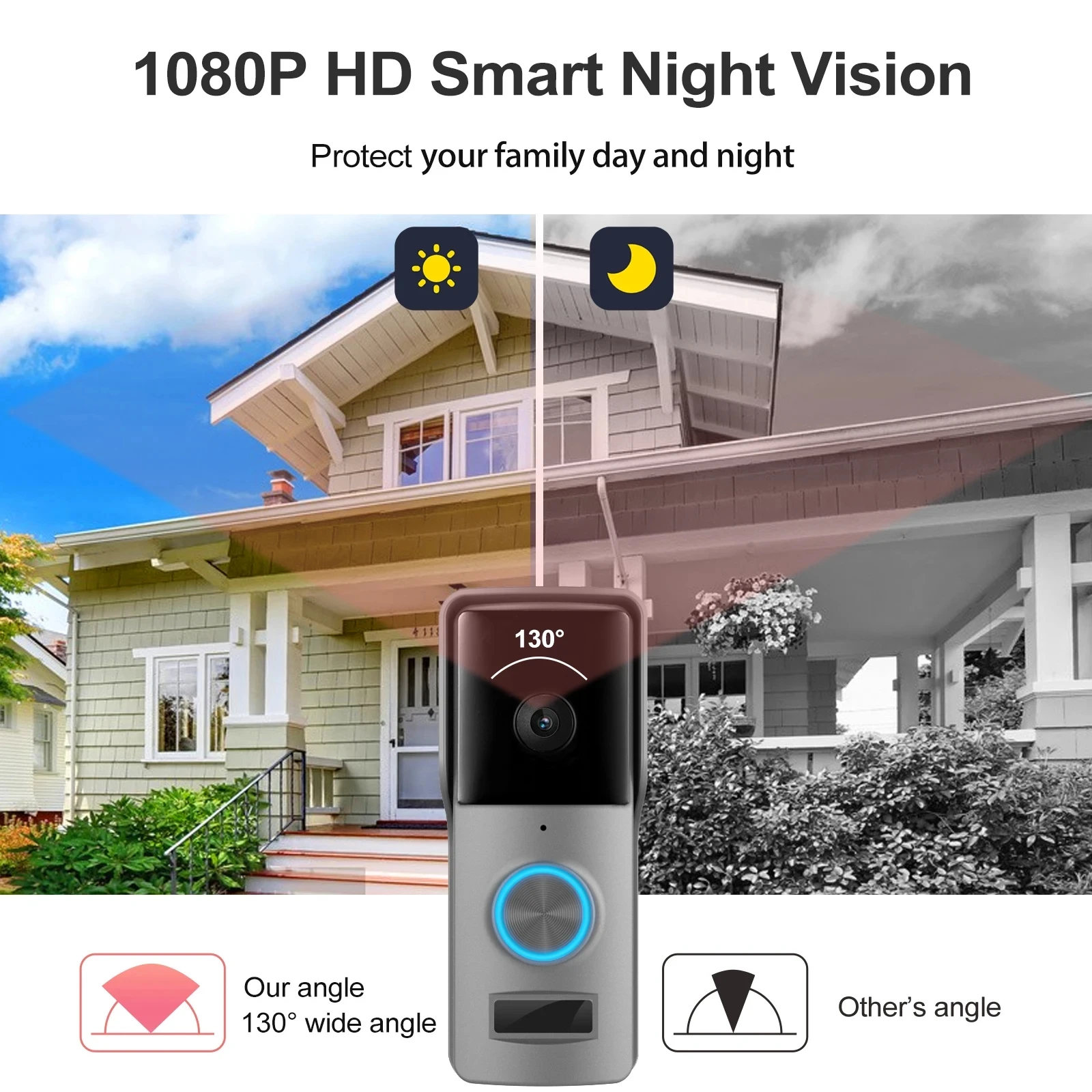 Tuya Smart WiFi Video Doorbell Camera, Sans fil, HD, 1080P, Extérieur, Batterie étanche, Filaire, AC 12V-24V, 62Alexa, Google Home