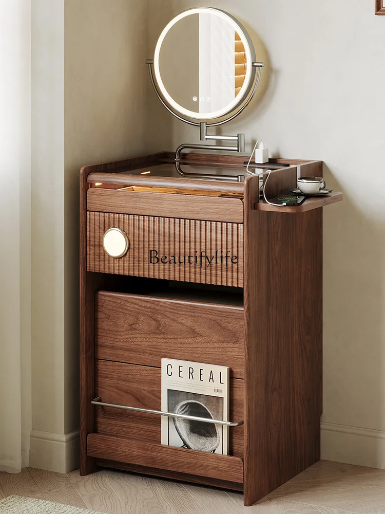 

Solid wood small black walnut small apartment bedroom bedside table