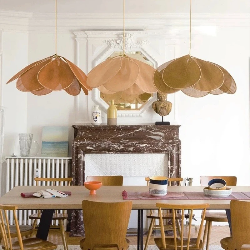 

Nordic Modern Simple Fabric Dining Living Tea Room Bedroom Designer Bohemian Style Petal Chandelier Study Hotel Hall