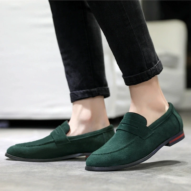 New Men's Casual Shoes Suede Leather Mens Slip-on Light Comfortable Driving Loafers Moccasins Men Party Wedding Flat