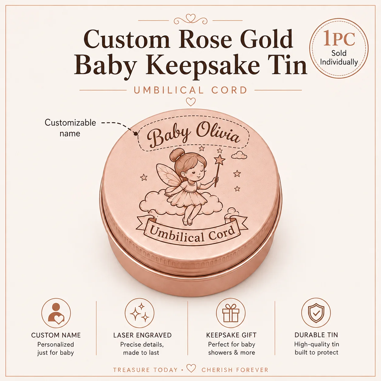 1Pc Custom-Made Cute Baby Tooth Collection Box, 4 Different Styles to Choose From, Personalized Christening Gift with Name + Date, Tooth Box to Commemorate Teeth, Umbilical Cord, Hair, Tags, Birth Souvenir, Gift for Ne