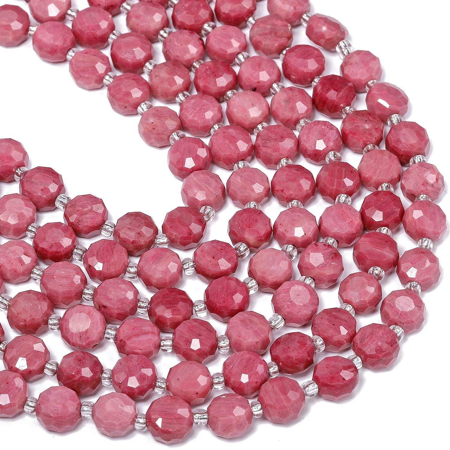Natural Rhodonite Gems Stone Beads 8x5mm AAA Faceted Flat Round Coin Shape Beads for Jewelry Making Diy Accessories