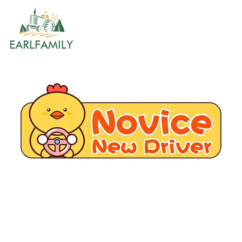 EARLFAMILY Novice New Driver Car Stickers Scratch-Proof Auto Rear Windshield Vinyl Decal Waterproof Bumper Windows Decoration