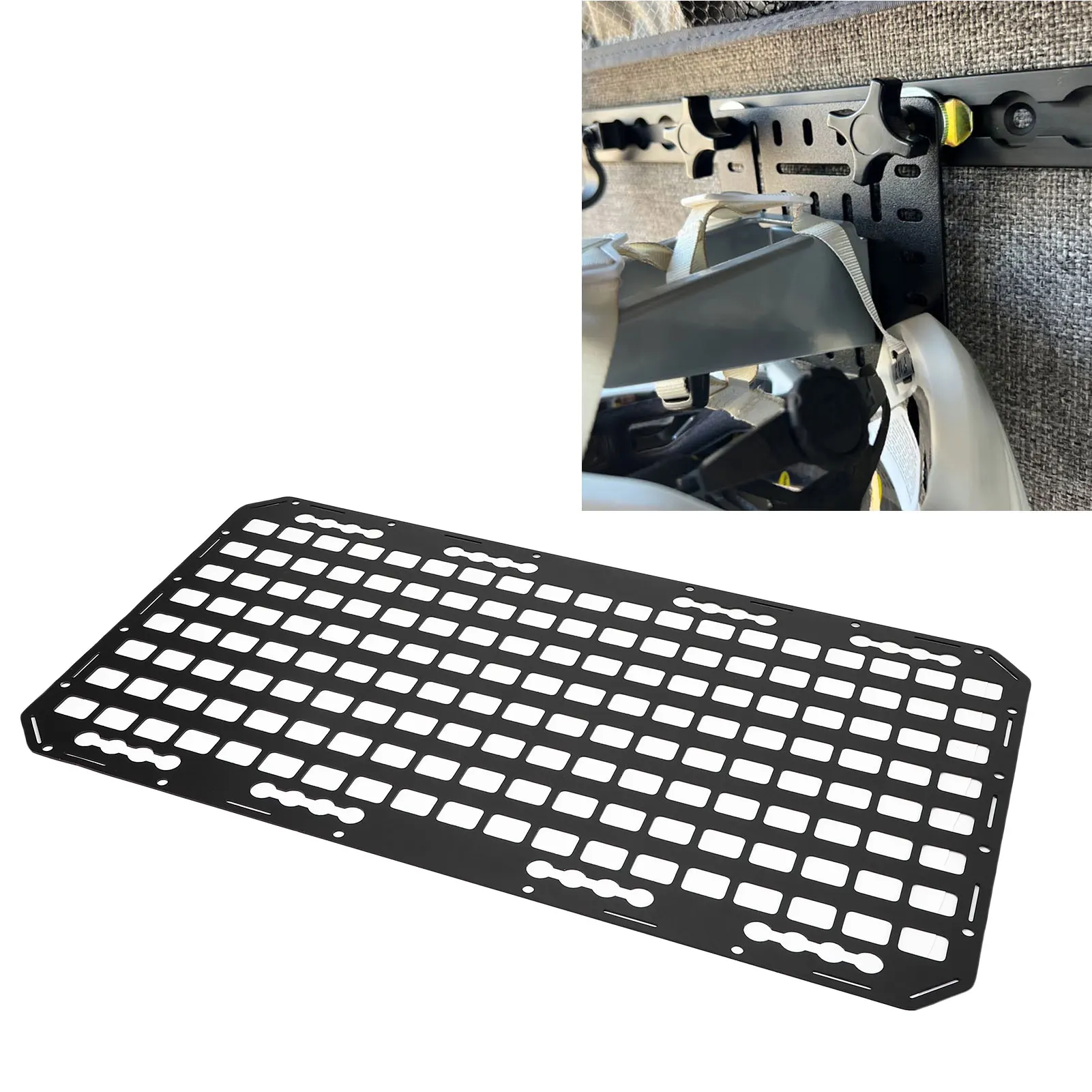 Truck Bed Molle Panel Rack Alloy L Track Storage Organizer Cargo Storage Molle Panel 432x768x2mm for Cars SUVs Pickup Van RVs