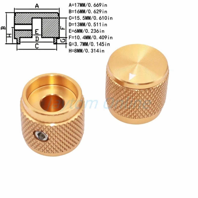 1pc 17x16mm Solid Aluminum Alloy Rotary Switch Caps Potentiometer Audio Amplifier Power Amplifier Knob Round Hole 6mm Screw Type