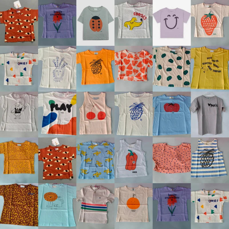 In Stock  Children's Summer Printed Short Sleeved Round Neck T-shirt Shorts Set