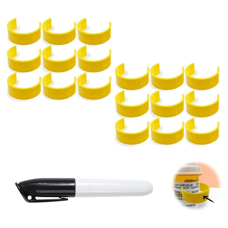 مشبك زجاجة الدواء، مشبك ملصق زجاجة الدواء، سهل التعرف على الدواء - زجاجة مع ملصق