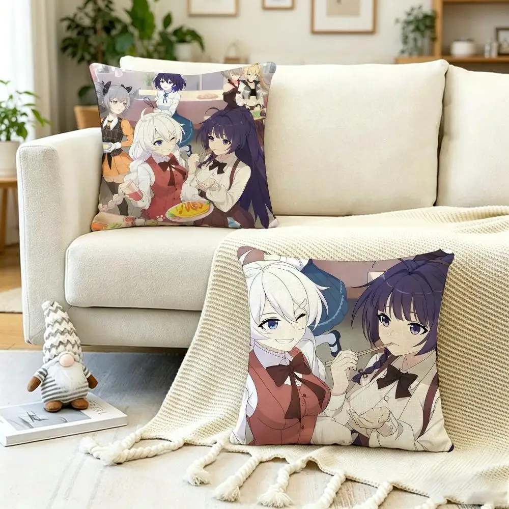 ANIME C-Cooking with Valkyries Cushion Cover Anti-dustmite Pillowcase Invisible zipper silky short plush Sofa cushion cover