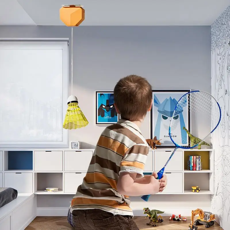 Dispositivo de treinamento de badminton simples equipamento de prática de treinamento de badminton portátil treinador de rebote de jogador único treinamento de 6 bolas