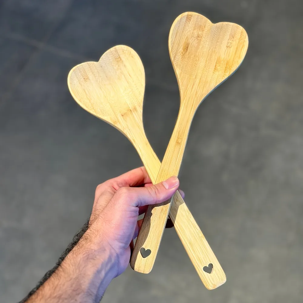 

Wooden Heart Spoons set of 2 Wooden Spoon Kitchenware for Cooking Unique Mother's Day Gifts for Cooks Hostesses Kitchen Utensils