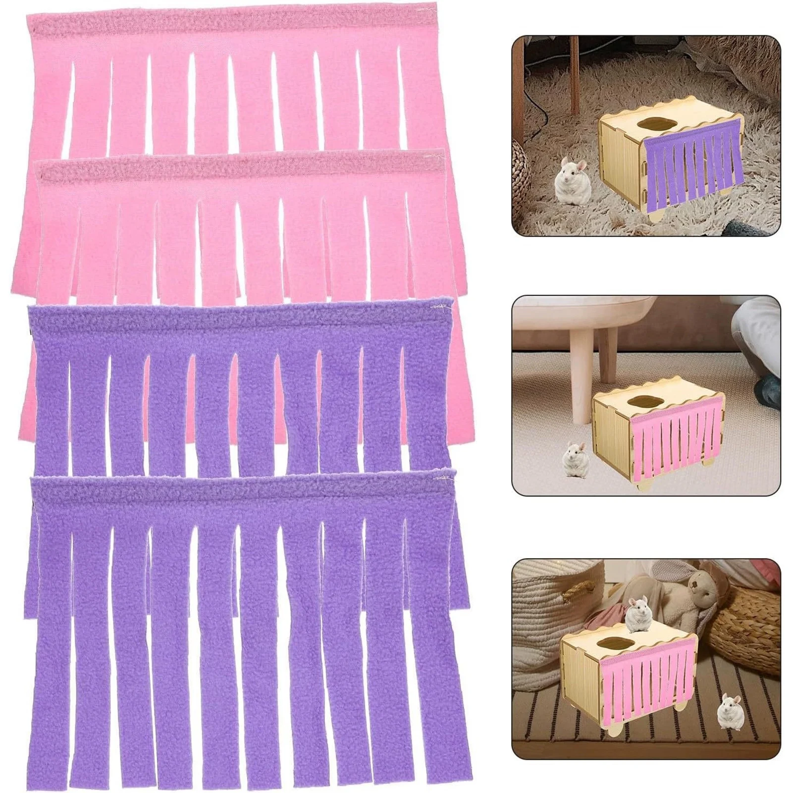 4Pcs Pet Cage Fringe Door Curtain Small Animal Privacy Cover Lightproof Decoration