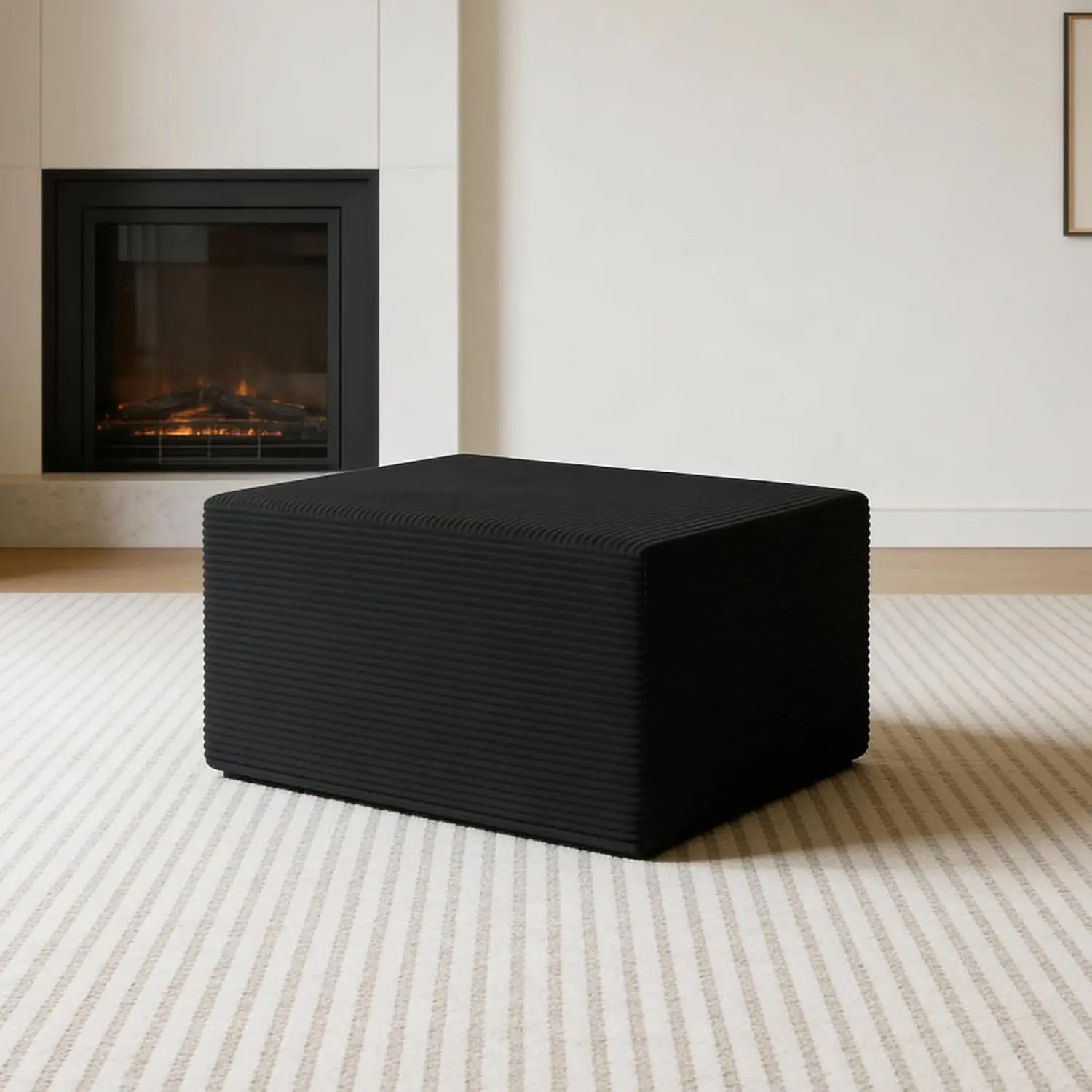 Modular Ottoman for Deep Seat Sectional Sofa, Memory Foam Boneless Foot Rest for Living Room Bedroom, Black, Customized