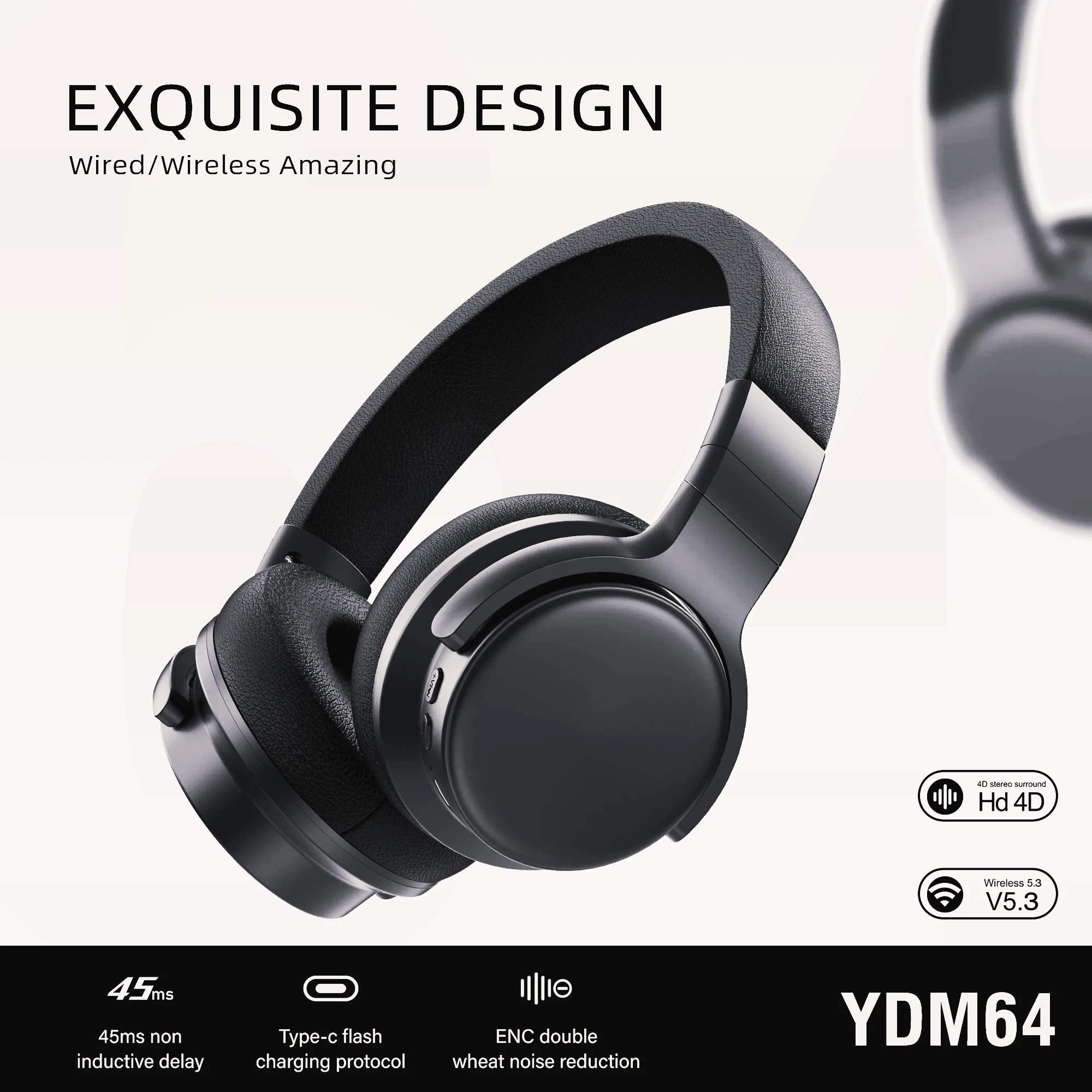 

2025-TWS casque sans fil HiFi stéréo sur l'oreille Bluetooth casque avec micro prend en charge la carte TF suppression