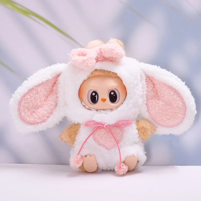 

LABUBU 17cm Mini Plush Doll'S Clothes Outfit Accessories For Korea Kpop Exo Labubu Idol V1 V2 cartoon bear hat button bow Clothi
