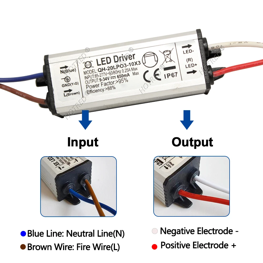 LED Driver 10W 20W 30W 50W 100W Adapter Transformer AC85V-277V to DC3V 12V 18V 24V 30V IP65 Power Supply 300/600/900/1500/3000mA