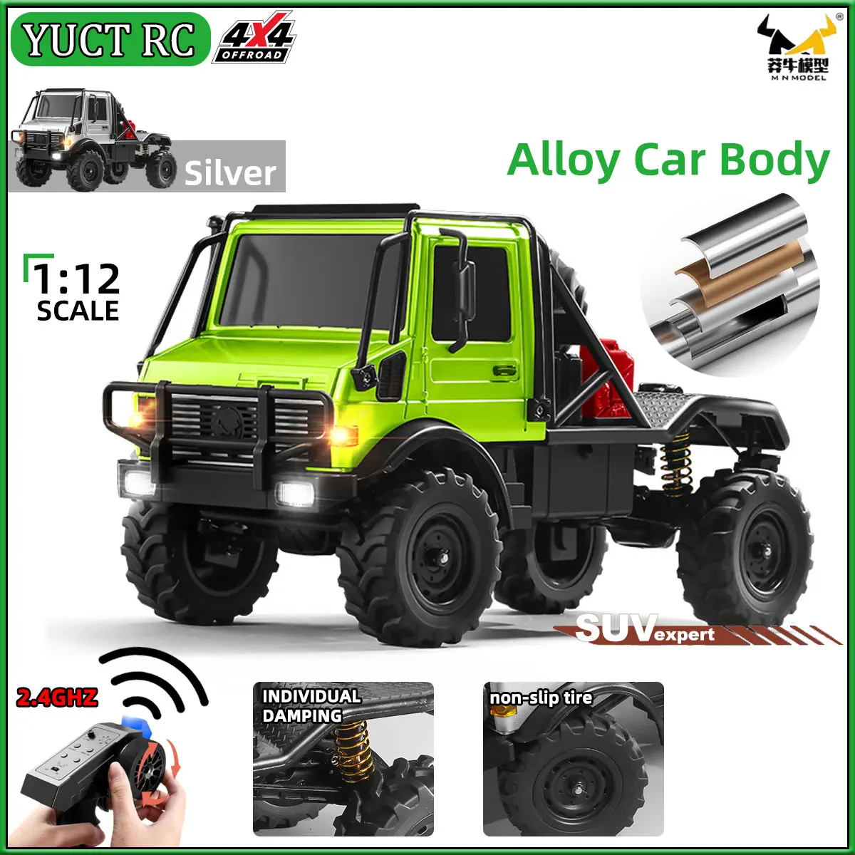 

1/18 Full Scale RC Car MN333 Upgraded Alloy Body Controllable Headlights 2.4G 4WD Off-Road Car Truck Toy for Kids Christmas Gift