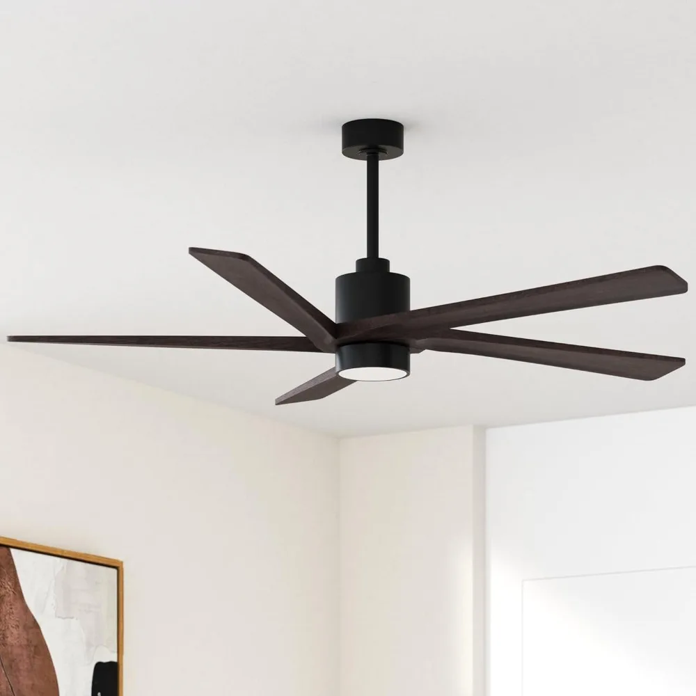 54 Inch DC Ceiling Fan with Lights and Remote Control,  6-Speed Noiseless DC Motor, Modern Ceiling Fan in Matte Black Finish