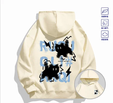 Cat Personality Super Print Men Hooded Sweatshirt Autumn and Winter Daily Outdoor Sports Loose Fitness Leisure Warm Street Style