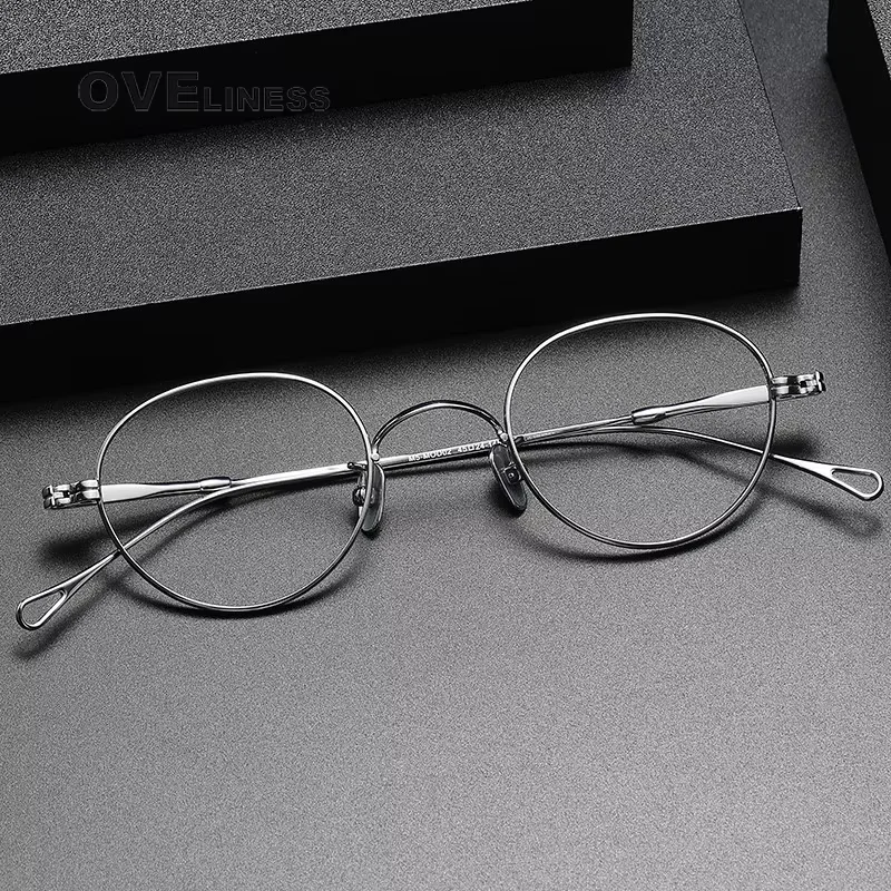 2025 pure Titanium Glasses Frame Men Round  Retro Eyeglasses Frame Women Korea Luxury Brand Eyewear