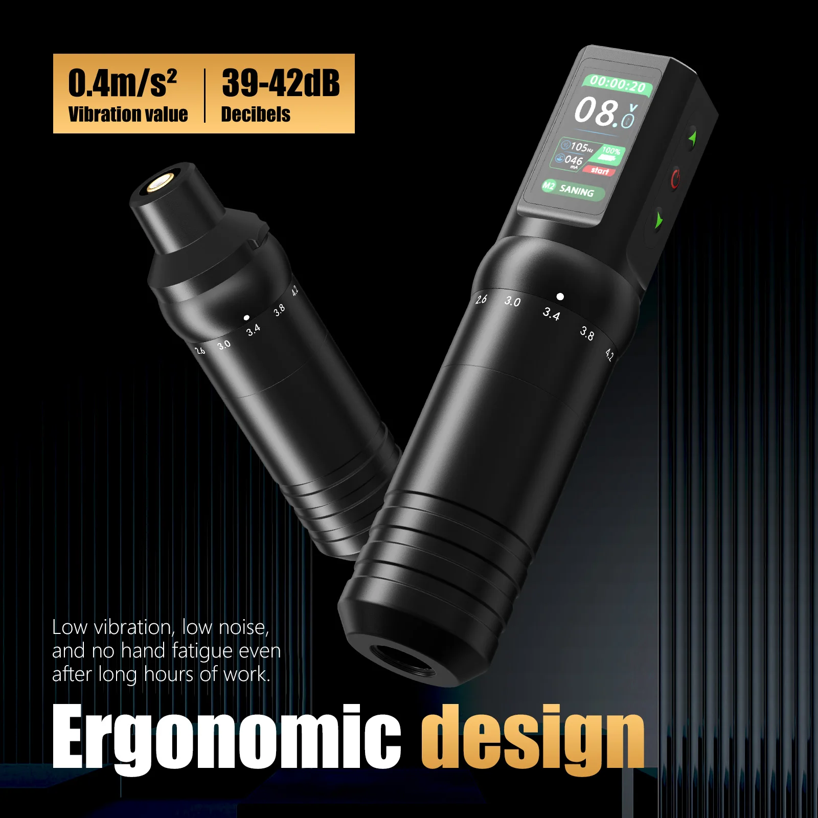 Ambition Flash Adjustable Stroke 2.0-4.2mm Rotary Tattoo Gun 7 Types Wireless Tattoo Machine Pen Battery 1600mAh Professional