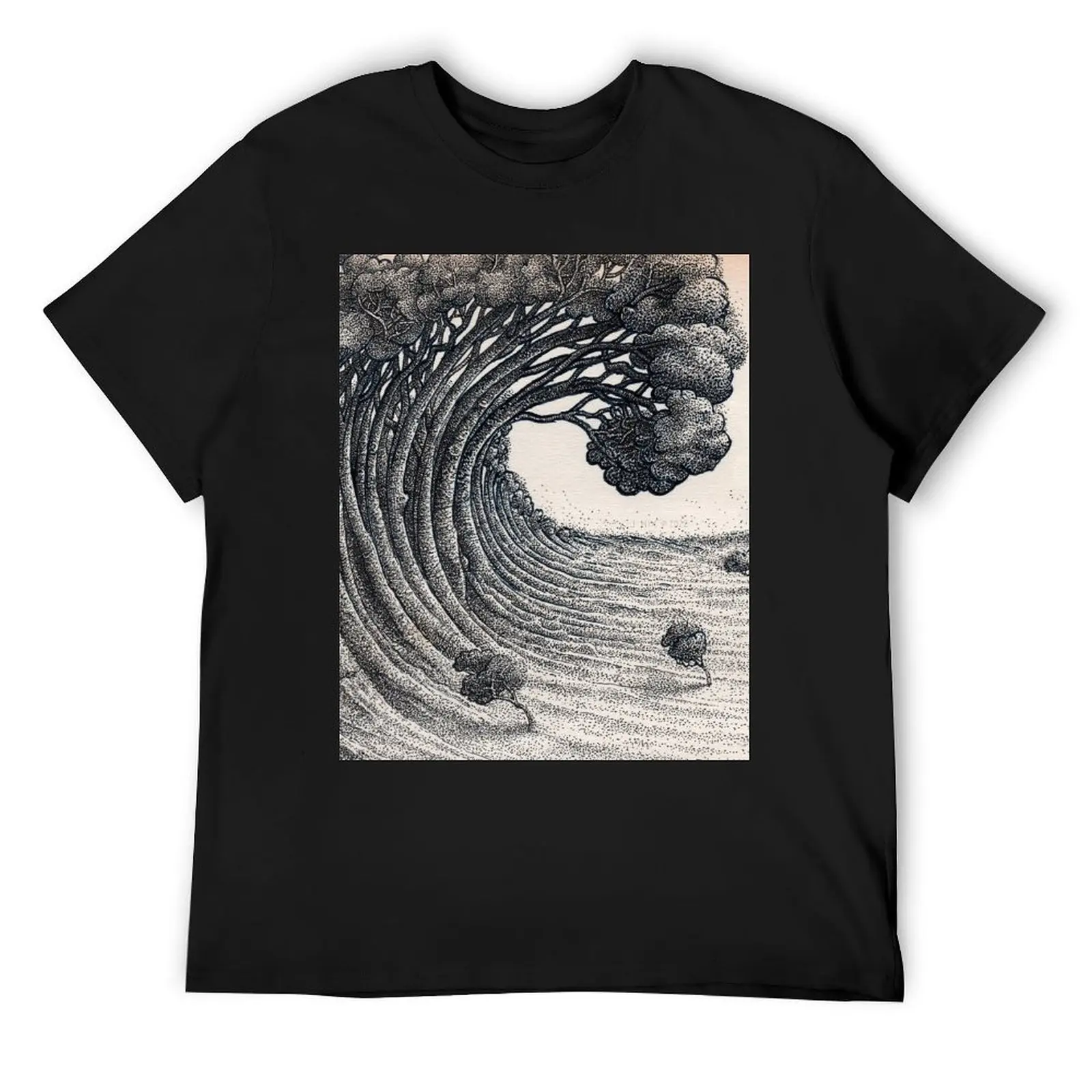 Tree Wave T-Shirt animal prinfor boys vintage t shirts plus size clothes basketball graphic tees mens designer t shirt