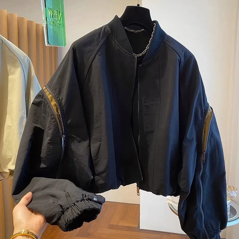 Korean Zipper Design Niche Loose Casual Short Jacket Versatile Spring and Autumn Tops Baseball Coat Women