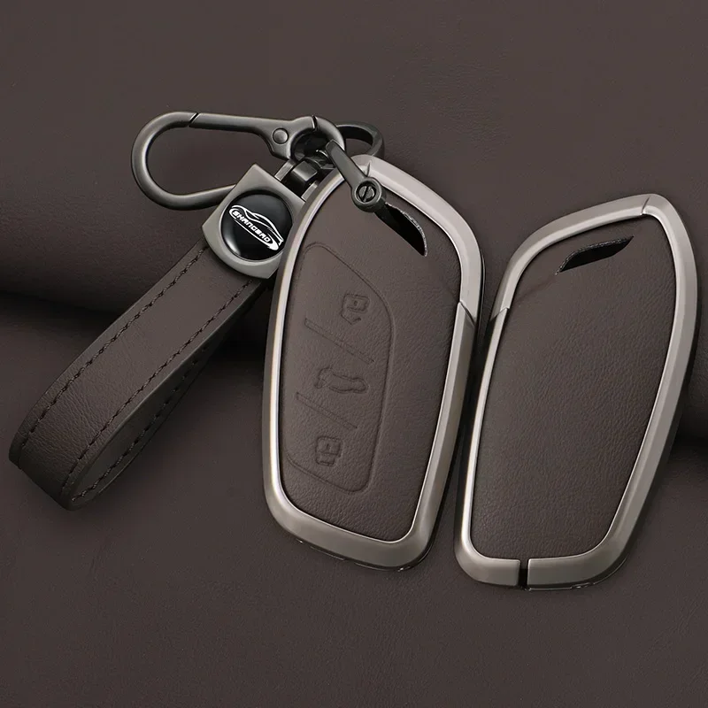 

Leather Car Smart Key Cover Case Holder Bag Keychain For Roewe RX5 I5 I6 RX3 RX8 ERX5 HS EHS For MG ZS EV MG6 EZS Protector