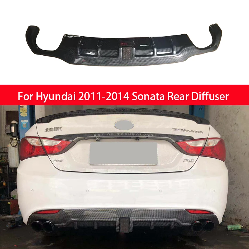 

Для Hyundai 2011 2012 2013 2014 спойлер Sonata в стиле акулы со светодиодной подсветкой, диффузор, защита бампера, задняя губа из углеродного волокна