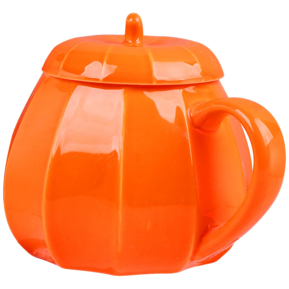 

Ceramic Pumpkin Mug with Lid Cute Halloween Face Design Microwave Safe Coffee Cup for Home Bar Restaurant Decor Festive Seasonal