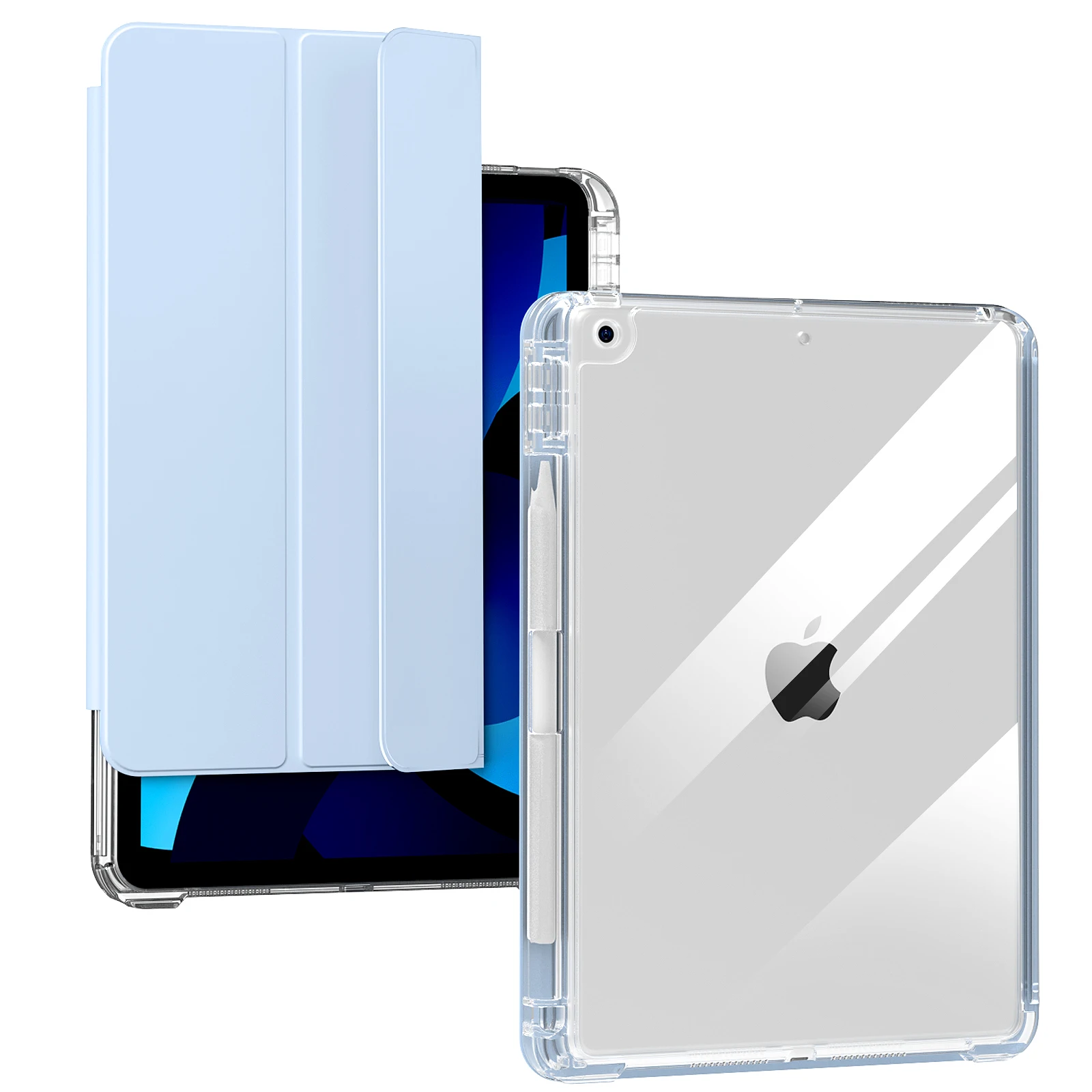 ZOYU for iPad 10.2 with Clear Hard Back Shell Case, For iPad 10 10.9 2022 Pro 11 12.9  mini 6 Air 4/5 Detachable Sliding Cover