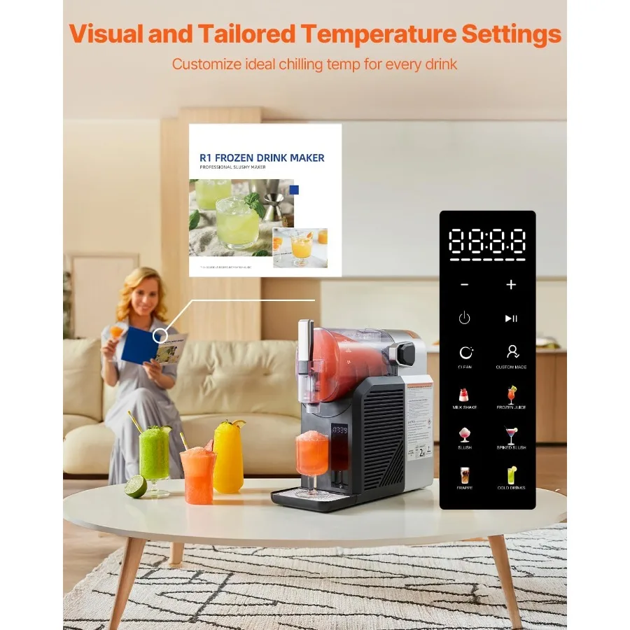 Slushie Machine 2L 68oz No Ice Needed Slushy Machine per la casa Frozen Drink Maker con 6 programmi preimpostati Macchina Margarita con