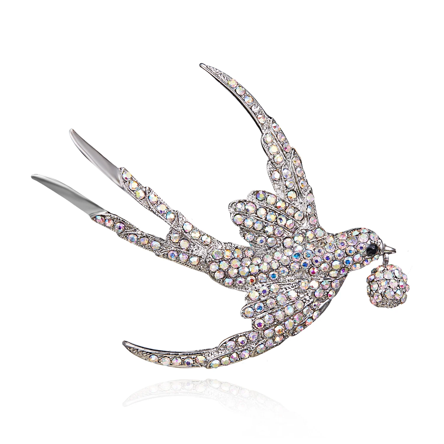 Rinhoo Voll Strass Flying Vögel Brosche für Frauen Lebendige Vogel Schlenker Runde Perlen Tier Revers Pins Hummingbird Abzeichen Corsage – Detail 24