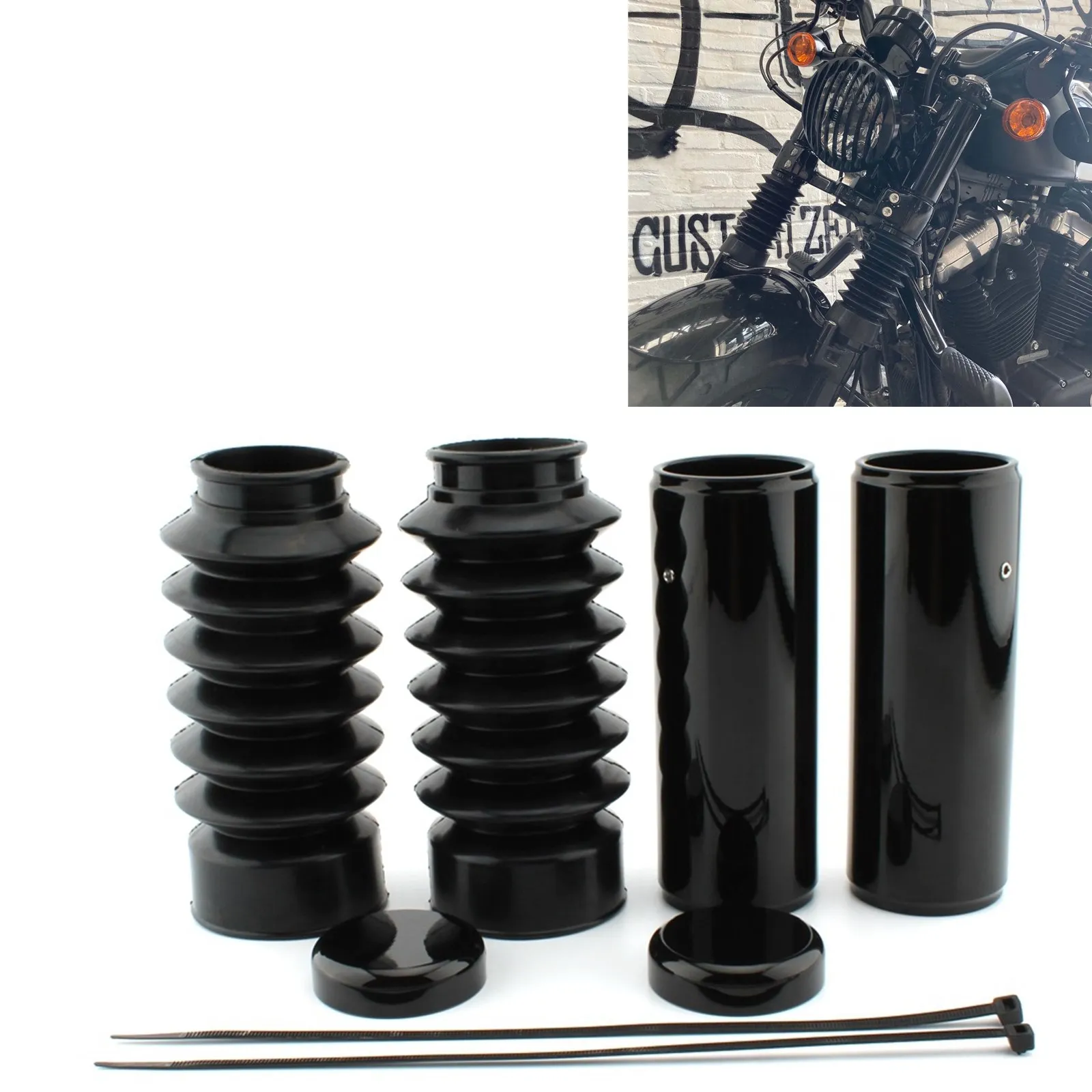 

For Harley Sportster X48 Forty Eight XL1200X 2016-22 Motorcycle Front Fork Boot Slider Shock Absorber Rubber Tube Cap Leg Cover