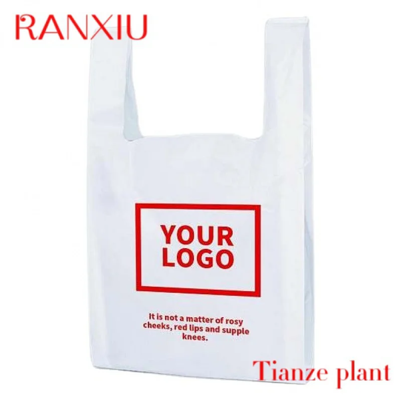 Custom T-shirt Plastic Bags, Restaurants, Shopping,  Customized Logo Disposal Bags with Handles Large Plastic Bags