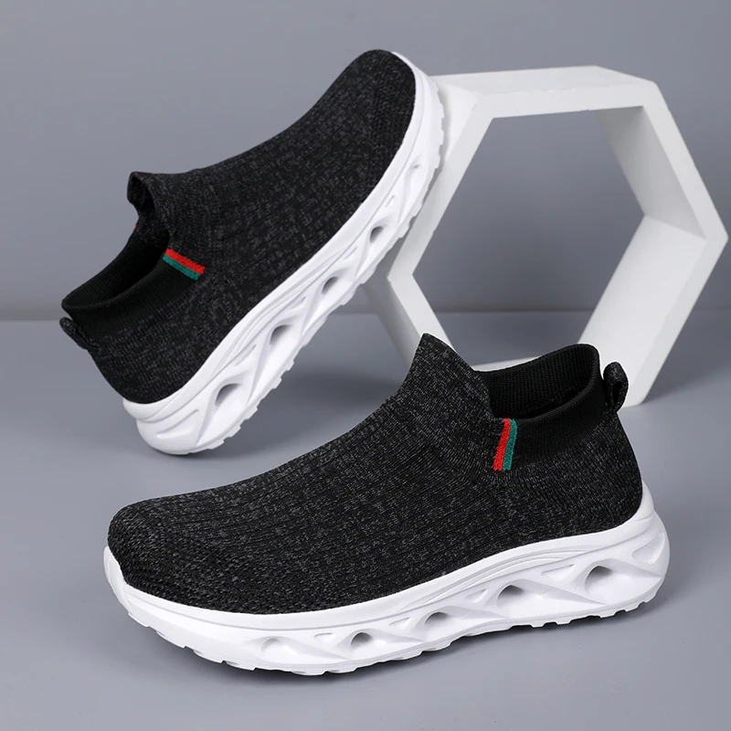 

Outdoor Jogging Shoes men's socks shoes fashion knitting spring and autumn breathable light sports Slip-on Wide Toe shoes