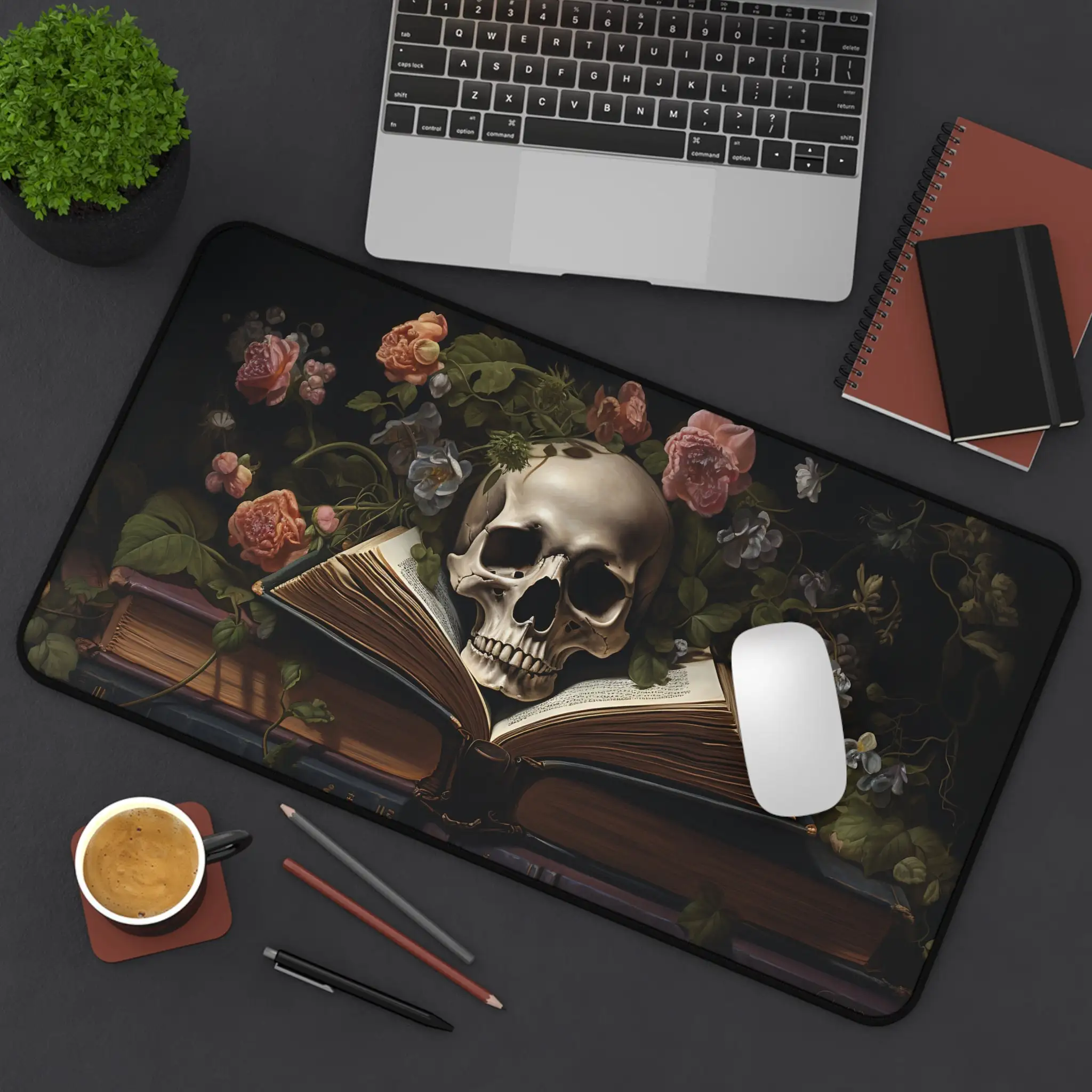 Skull and Flower Mousepad,non-slip and Waterproof Gaming Mousepad,office Gaming Desk Decoration Mat,the Perfect Gift for Friends