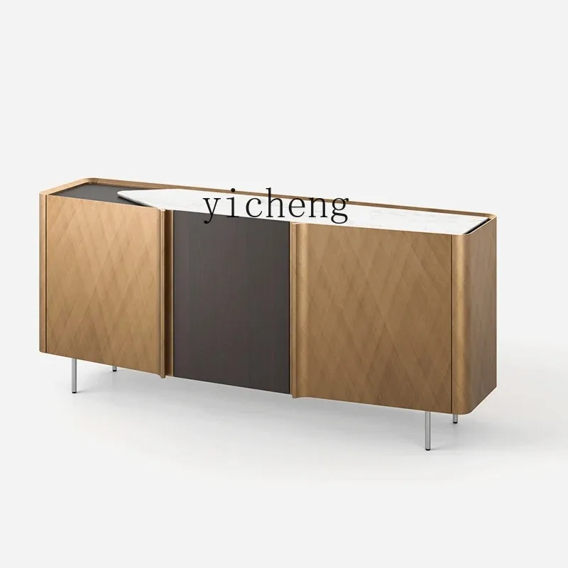 Minimalist Entrance Cabinet Luxury Decorative Cabinet Post-modern High-grade Brushed Metal Paint Light Luxury DiningD24