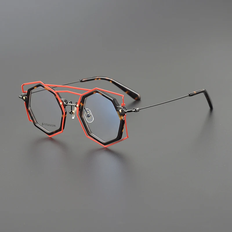 Niche design polygon personality glasses frame ultra-light retro fashion optical prescription myopia glasses anti-blue light