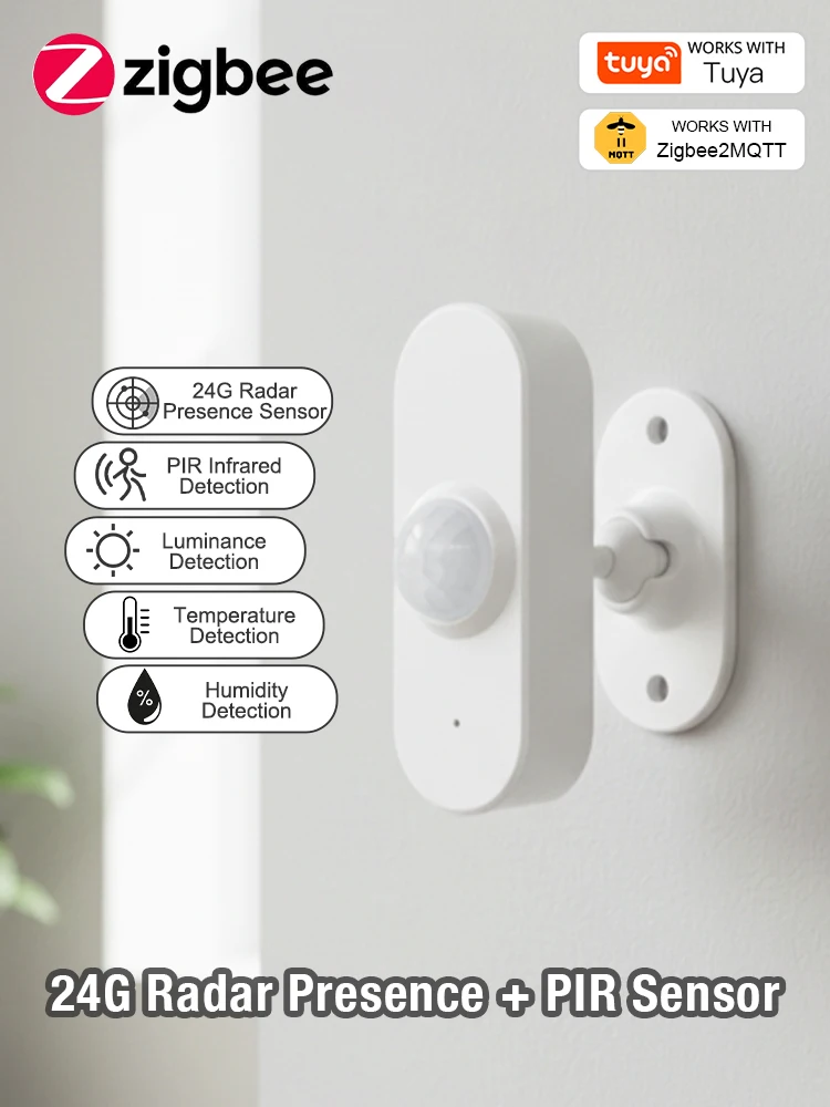 24G MmWave Radar Menschliche Anwesenheit Sensor + PIR Motion Sensor Licht Temperatur Feuchtigkeit USB/Batterie Betrieben Unterstützung Tuya Zigbee Z2M
