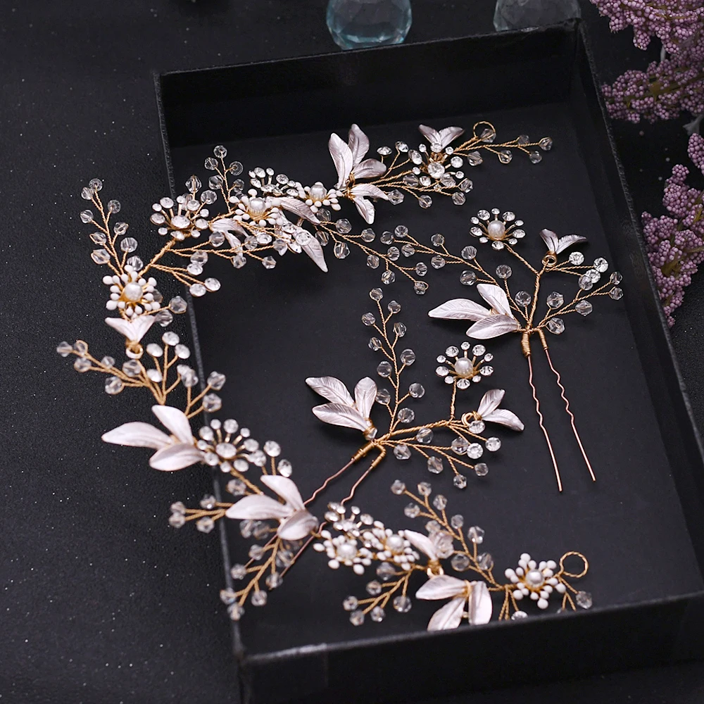 ชุดเครื่องประดับ Rose Gold U Hairpins & สีชมพู Headdress เจ้าสาวคริสตัลตกแต่งผมสำหรับเจ้าสาวผม pin