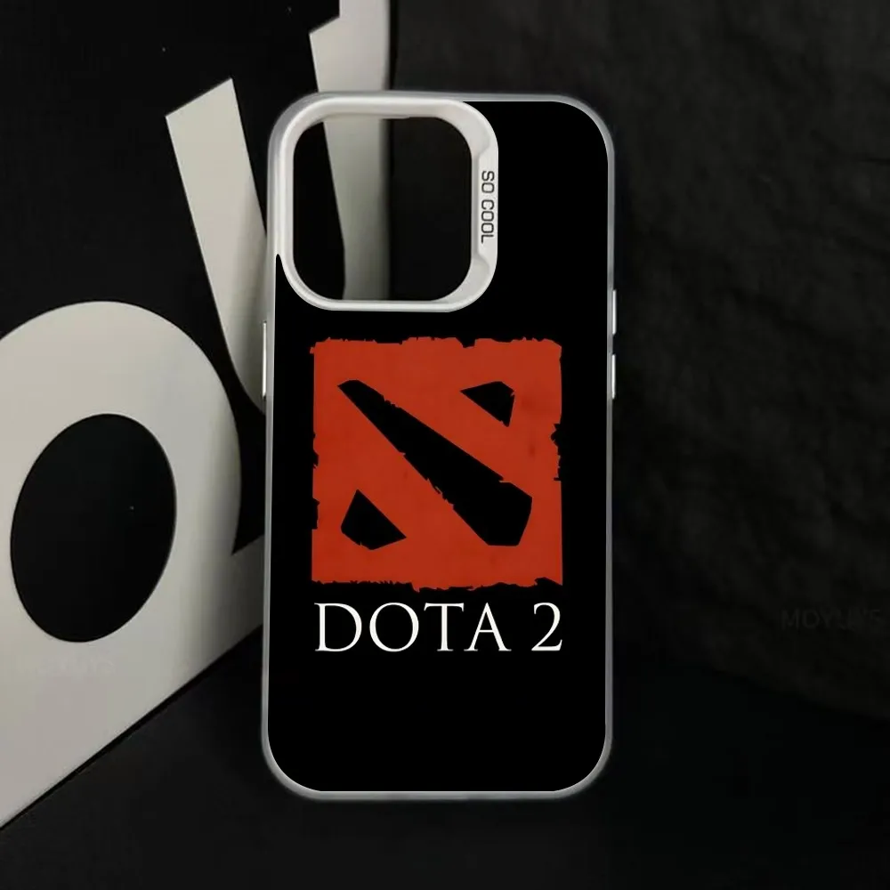 حافظة هاتف Game Dota 2 لهاتف آيفون 16 15 14 13 12 11 Pro Max Plus غطاء خلفي فضي مقاوم للصدمات
