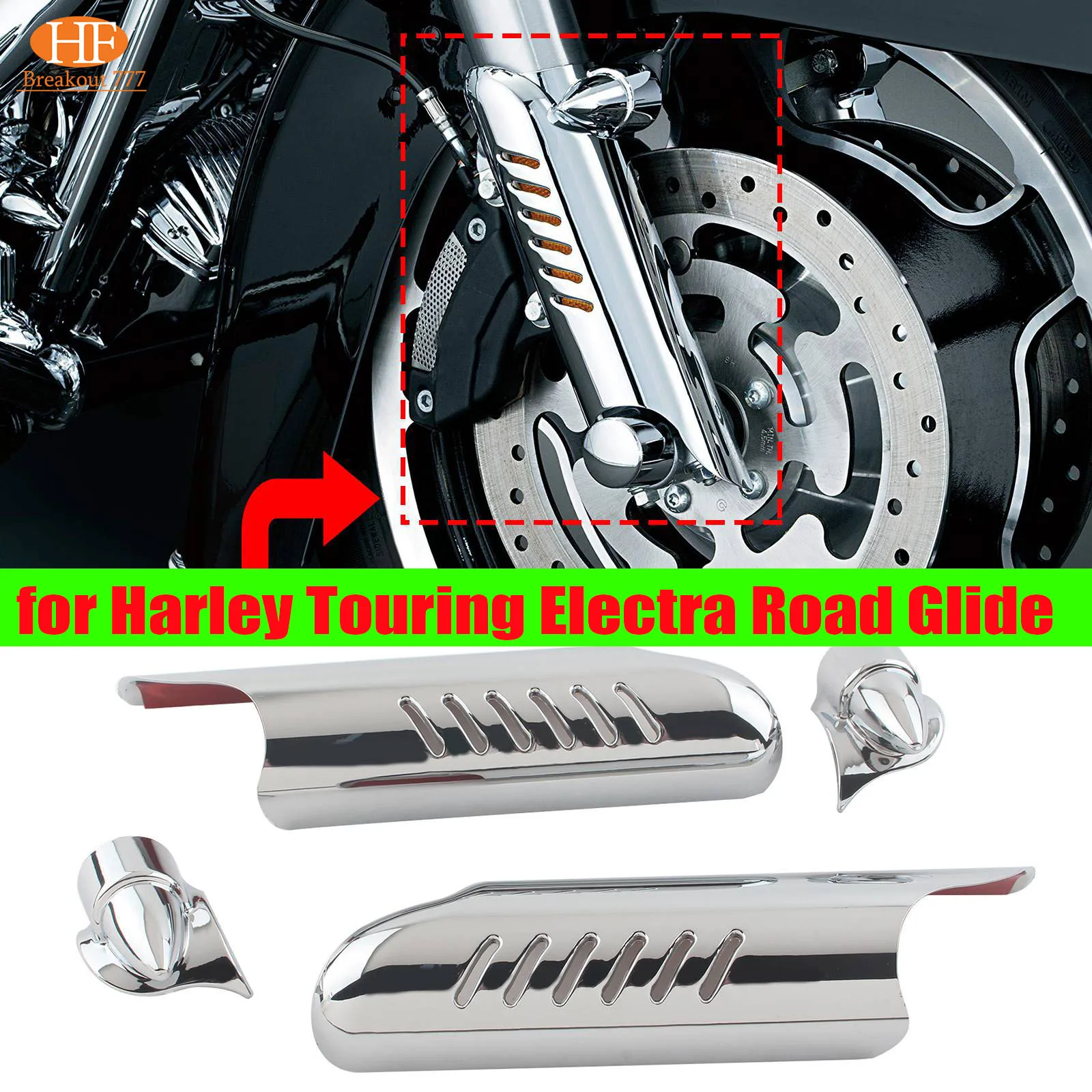 

ABS Motorbike Lower Fork Leg Cover Guard Deflector Shield Chrome/Black for Harley Touring Electra Road Glide