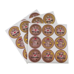 Customized Holiday Gift Circle Gold Foil Thank You Stickers 1000pcs Metal Waterproof Vinyl Colorful Decoration Labels