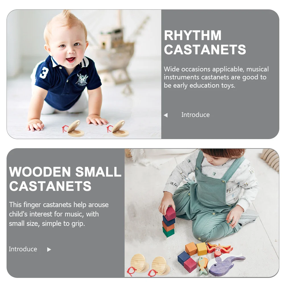 12 قطعة للأطفال أداة قرع إيقاع الإصبع للأطفال خشب الأطفال صنجات خشبية موسيقى صنجات صغيرة