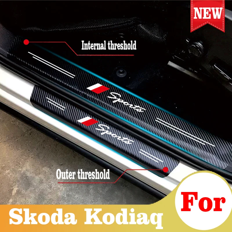 

Car Door Sill Protector Door Sill Scuff Plate Cover Door Anti Scratch PU Carbon Fiber Stickers For Skoda Kodiaq Auto Accessories