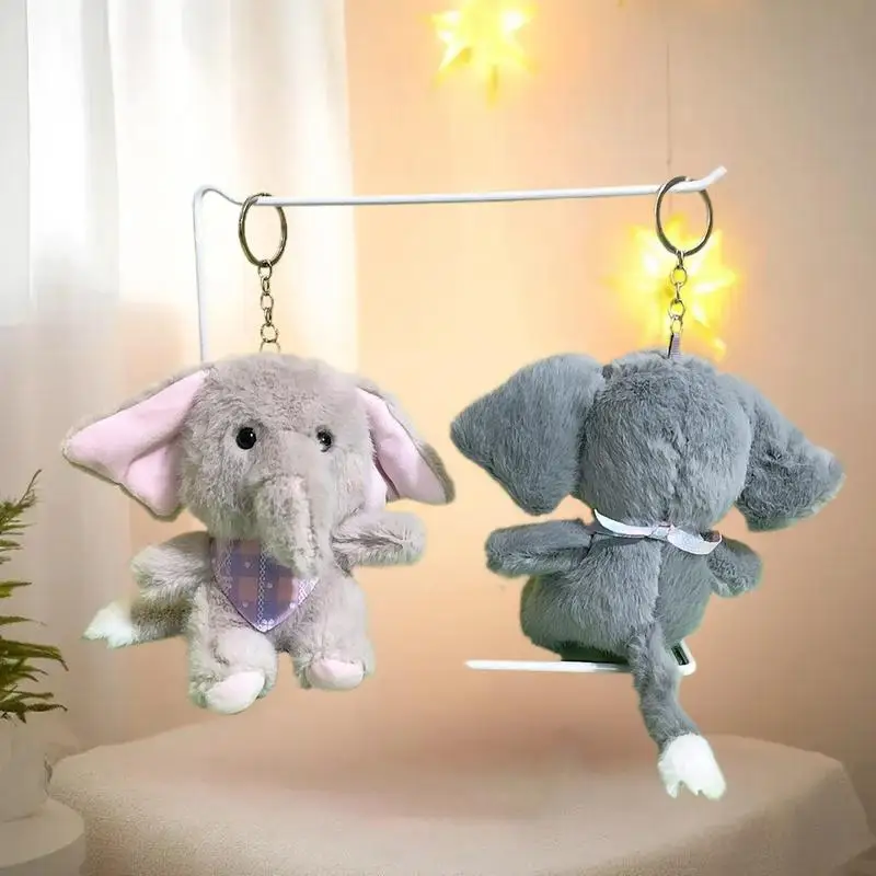 Plush Toy Cartoon Elephant Keychain; Soft Key Holder Stuffed Doll; Bag Pendant and Unique Backpack Hanging Decor